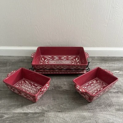 Temptations Presentable Tray Serving Platter Metal Holder Tara Carved Old World - Image 1 of 4