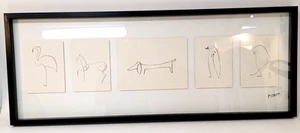 IKEA Pablo Picasso Flamingo Pinquin Sausage Dog Zervos Animal Sketches Framed - Picture 1 of 17