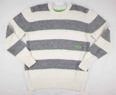 Vintage Billabong Sweater Men's S Wool Blend Y2k Wide Striped Ivory Gray - Image 1 of 4