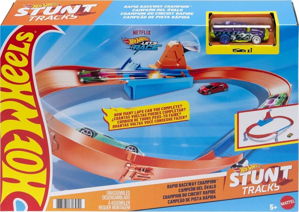 Hot Wheels Rapid Raceway Track Racing Set Multi-Car Launcher w/ 1 Car - Image 1 of 4