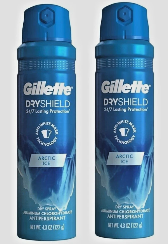2 Nuevos Desodorantes en Spray Gillette Dry Shield Arctic Ice Duradero 24/7 Foto 1 de 1