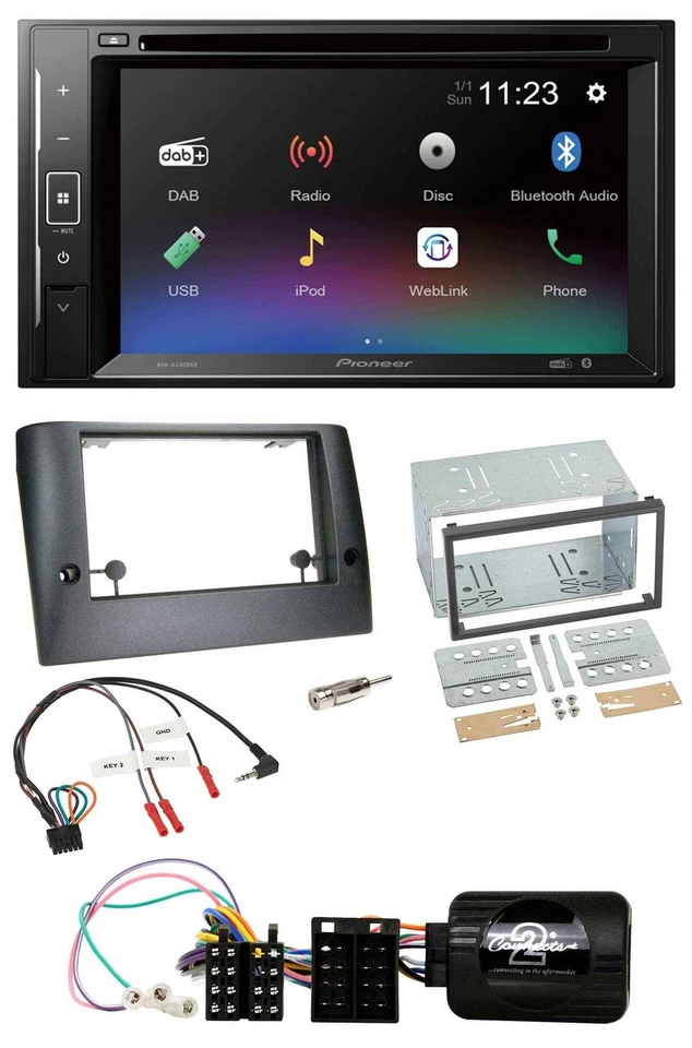 Pioneer Bluetooth Lenkrad USB 2DIN DAB DVD Autoradio für Fiat Stilo 2005-2007 - Bild 1 von 4