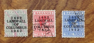 Bahamas 1942 KGVI Used 1492 Landfall of Columbus overprinted stamps - Picture 1 of 3