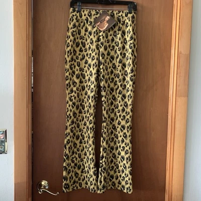 IMAN Womens NWT XSP Animal Print Elastic Waistband Front Flats Flare Hem Pants - Image 1 of 4