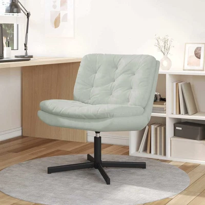 Swivel Relaxing Chair Light Grey Velvet 63x75x76 cm Metal Base Modern Ergonomic - Image 1 of 4