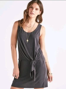 Vestido Lucky Brand Nuevo con Etiquetas Lavado en Sandwash Negro Corbata Frontal Elastizado Plisado Cambio Talla L - Imagen 1 de 13