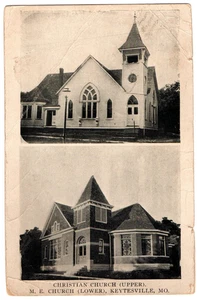 Postal de Keytesville, MO Missouri 1911, Iglesia Cristiana, M.E. Iglesia - Imagen 1 de 2