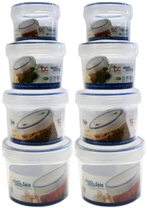 ¡Juego de 8 contenedores de almacenamiento de alimentos giratorios con cerradura y tienda! 4 tamaños surtidos - Spin C... - Imagen 1 de 6
