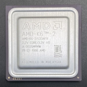 AMD K6-2/533AFX CPU 533MHz 2.2V x86 32bit Socket7 Desktop Processor 97MHz-Bus - Picture 1 of 4