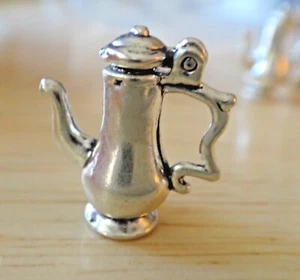 Sterling Silver 3D 18x17x7mm 4 gram Movable Fancy Coffee Pot Charm - Picture 1 of 4
