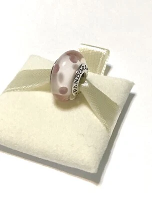 Pandora Pink Lavender Dot Glass Charm S925 ALE + Box 790618 Retired - Image 1 of 4