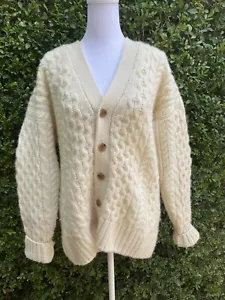 Brandy Melville Wool Blend Cable Knit Cardigan Sweater Size M/L Fisherman Gramps - Picture 1 of 10