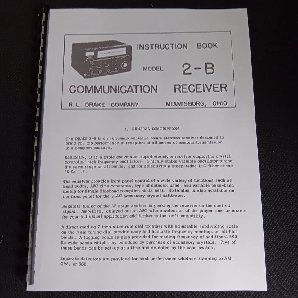 R.L. Drake 2B 2-B ShortWave Receiver Manual 38 pages - Image 1 of 1
