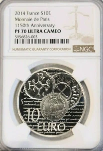 2014 FRANCE SILVER 10 EURO MONNAIE DE PARIS NGC PF 70 ULTRA CAMEO RARE PERFECT - Picture 1 of 4