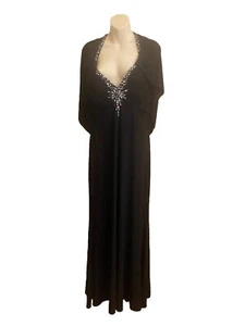 MASCARA Size 16 Black Maxi Dress Jewel Sparkly Y2K Prom Ball Gown Cruise Wedding - Picture 1 of 9