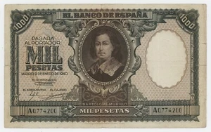 Spain España 1000 Pesetas 9-1-1940 Pick 120.a VF- Circulated Banknote Tears - Picture 1 of 2