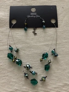 Marks And Spencer Sparkling Glass Necklace And Earrings Set - Picture 1 of 3