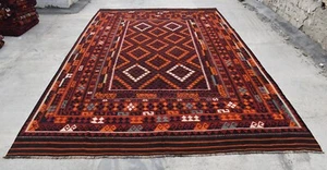 8'3 x 13'4 Handmade vintage afghan maimana wool large kilim rug, 10x13 area rug - Picture 1 of 12
