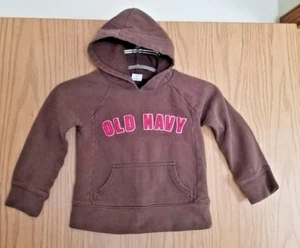 Warm Brown Girl's OLD NAVY Raised Sewn Letters Size XS Pullover Hoodie Top - Picture 1 of 9