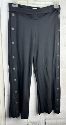 CAbi XL black snap flare hem stretch knit faux-button yoga waist crop capris - Image 1 of 4