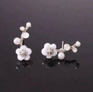 Stud Earrings Jewelry Ear Pearl Elegant Party Flower Fashion Women Gift  - Picture 1 of 5