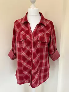 Yours Ladies Shirt with Roll Tab Sleeves  - Dark red - Size 18 - Picture 1 of 6