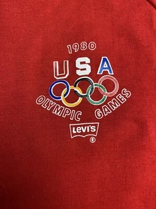 Vintage 1980 Olympics T-Shirt Sweater Levi’s Coca-Cola USA 80s  50\50 Xl NOS A35 - Picture 1 of 7