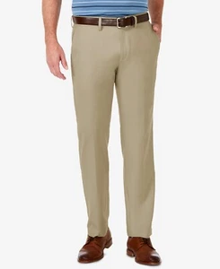 Haggar Men’s Cool 18 Pro Stretch Straight Fit Flat Front Dress Pants, Beige, ... - Picture 1 of 1