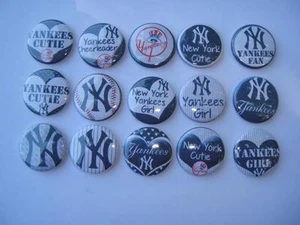 New York NY Yankees Buttons Flat Back oder Pin Anstecker Cabochon Verzierung Magnet - Bild 1 von 5