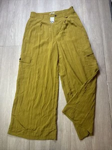 Madewell Harlow Wide Leg Pants Size 14 34x30 Blend Pleated High Rise Dark Gold - Picture 1 of 10