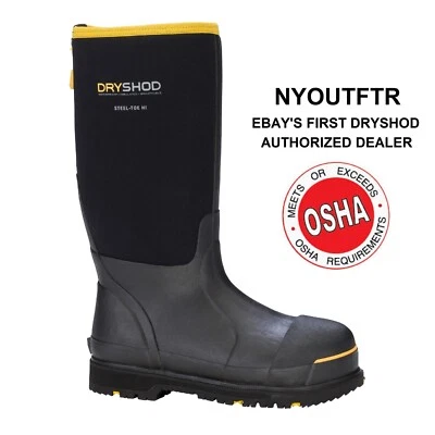 Dryshod Sizes 6-16 Steel Toe Work Boot 15" Hi Muck Boot Style STT-UH-BK (Unisex) - Image 1 of 4