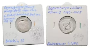 Regensburger Pfennig Herzog Otto III. 1290-12 + Bischof Heinr. II. Graf v. R. - Bild 1 von 1