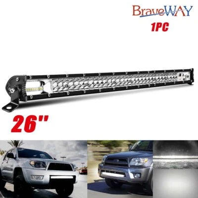 BRAVEWAY 26" 1800W Dual Row LED Work Light Bar 4WD Truck SUV ATV Driving Fog Lamp 25/27"