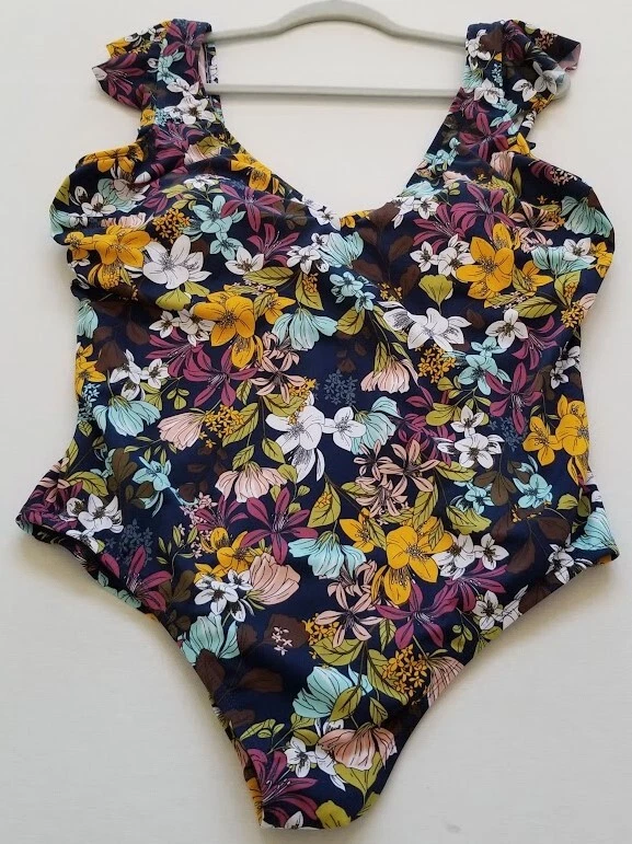 Beach Betty One Piece Swimsuit Women’s Extra Large XL Floral Lowcut V Neck Swim - Image 1 of 4