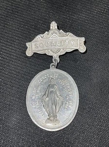 Vintage Catholic aluminum Sodality medallion pin - Picture 1 of 4