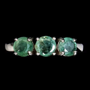 Anillo De Plata Esterlina 925 Con Esmeralda Redonda De 5mm Joya Talla 7 - Imagen 1 de 9