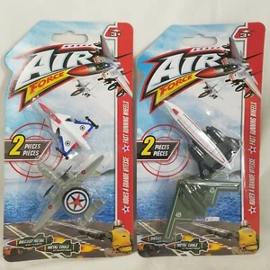 (4) LOT ~ Air Force Jets Diecast Metal Plastic Airplanes w Wheels Kids Boys Toys - Picture 1 of 2