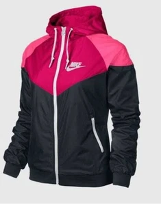 Nike Windrunner Girls L/Womens S Running jacket Black / Red / Pink Size EUC! - Picture 1 of 14