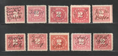 Scott # R229, Used, 2¢ Documentary, Better Manuscript Cancels, 10 Different - Image 1 of 2