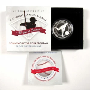 Negro Leagues Baseball Commemorative 2022 P Proof Silver $1 OGP COA - Picture 1 of 4