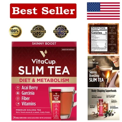 Slim Instant Oolong Tea Packets with Garcinia & Acai - 24 Count for Diet Support - Image 1 of 4