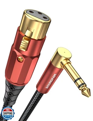 SOUNDFAM XLR Female to 1/4 Inch 90 Degree Right Angle 6.35mm TRS to XLR Femal - Image 1 of 4