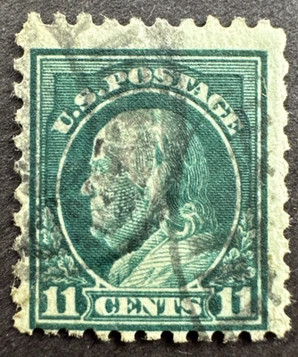 US 1915 Scott # 434 Used Stamp Perf 10 Wmk. 190 Flat Plate Benjamin Franklin - Image 1 of 2