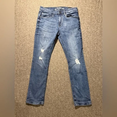 Pantalones de mezclilla Buffalo David Bitton para hombre 32x32 azul Ash-X ajustados elásticos flexibles desgastados Foto 1 de 4