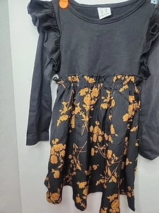 Toddler Dress Black Gold Floral Prints 2T - Picture 1 of 10