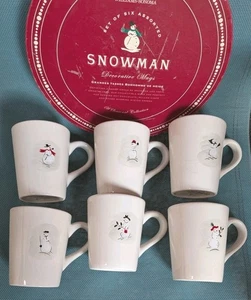 Williams-Sonoma Juego De 6 Tazas Decorativas Muñeco De Nieve Navidad 2006 De Colección - Imagen 1 de 12