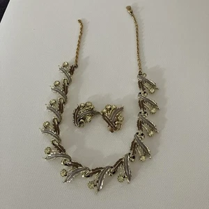 VINTAGE MARKED PARK LANE ENAMEL & RHINESTONE CHOKER NECKLACE & Earrings SET - Picture 1 of 3