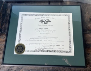 Vintage Practicing Attorney Certificate Eastern District of New York gerahmt - Bild 1 von 8