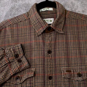 Orvis Flannel Shirt Mens Medium Brown Plaid Button Up Long Sleeve Pockets - Picture 1 of 6