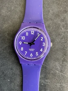 Swatch Quartz Watch New Battery Fitted. Purple Callicarpa. Excellent Condition. - Picture 1 of 6
